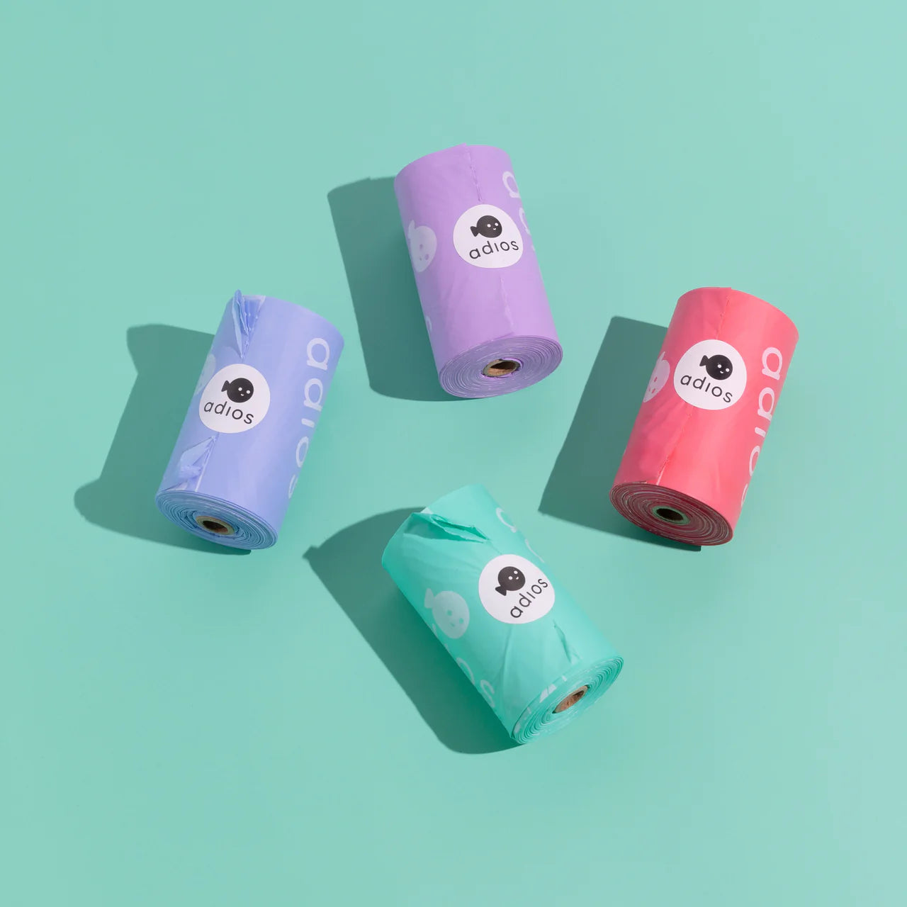 Compostable Poo Bags - 4 Rolls in Rainbow (60 Bags)